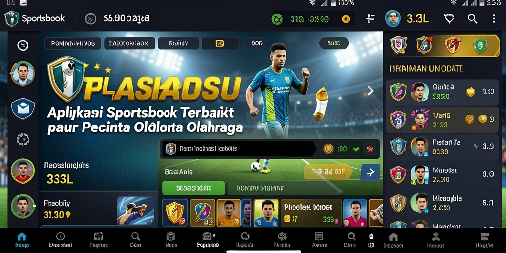 Screenshot utama 33L menunjukkan antarmuka aplikasi Sportsbook yang dinamis.