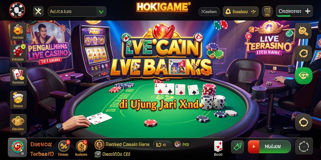Tampilan gameplay HOKIGAME dengan dealer langsung di meja kasino.
