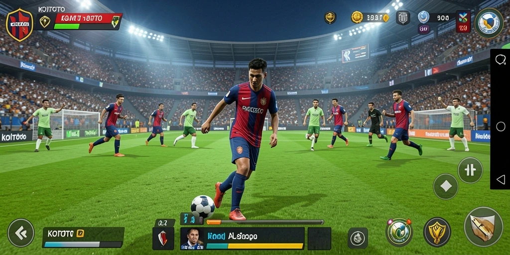 Screenshot gameplay KOITOTO menampilkan aksi seru di lapangan.