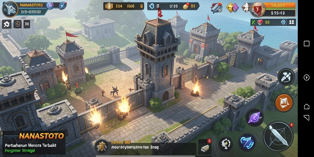 Tampilan gameplay <strong>NANASTOTO</strong> yang menegangkan saat pertahanan menara beraksi.