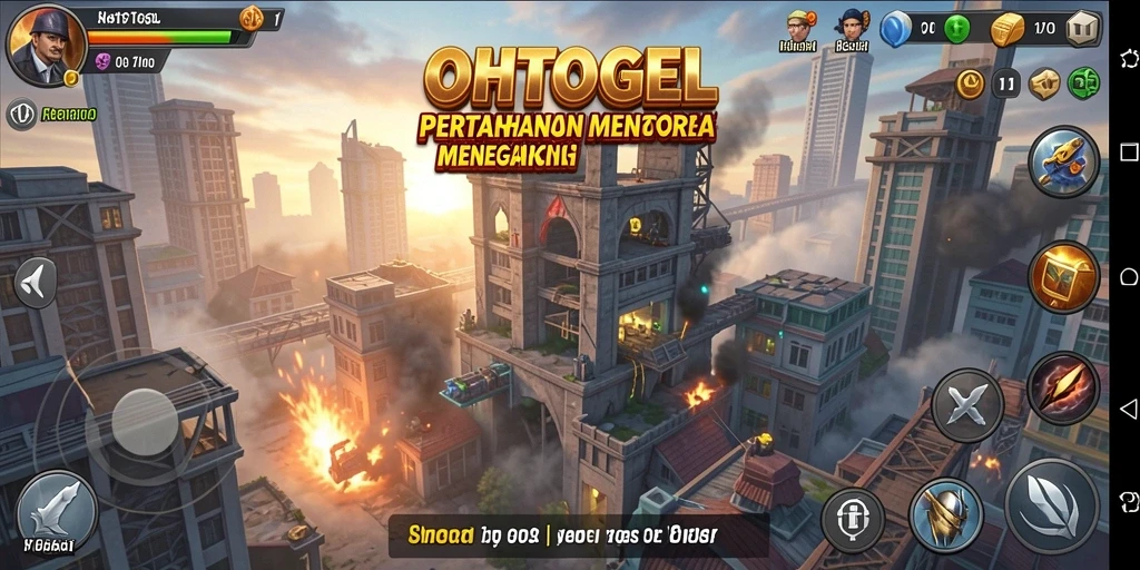 Screenshot menunjukkan pertempuran menara yang mendebarkan di OHTOGEL.