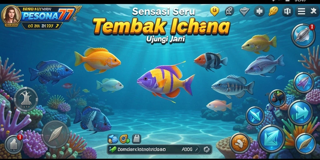 Tampilan aksi menembak ikan dalam PESONA77 yang seru.