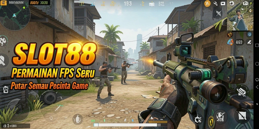 Tampilan gameplay dalam SLOT88 yang mendebarkan saat pertarungan FPS.