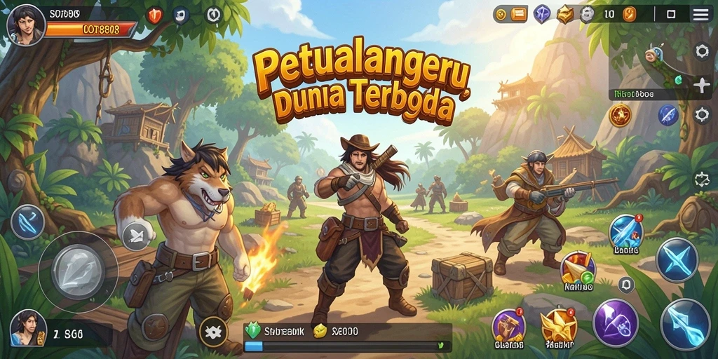 Screenshot menunjukkan pengalaman petualangan seru di dunia terbuka SLOT8808.
