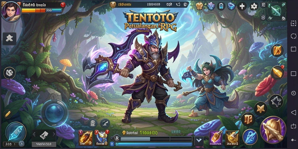 Screenshot utama TENTOTO menampilkan aksi seru dalam gameplay RPG.