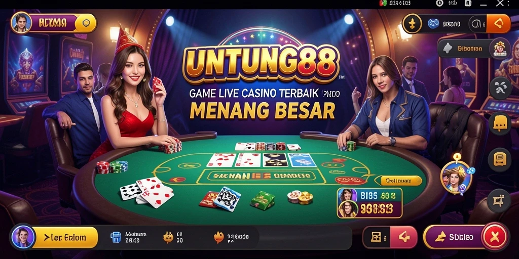 Screenshot UNTUNG88 menampilkan dealer profesional dan permainan Live Casino yang mendebarkan.