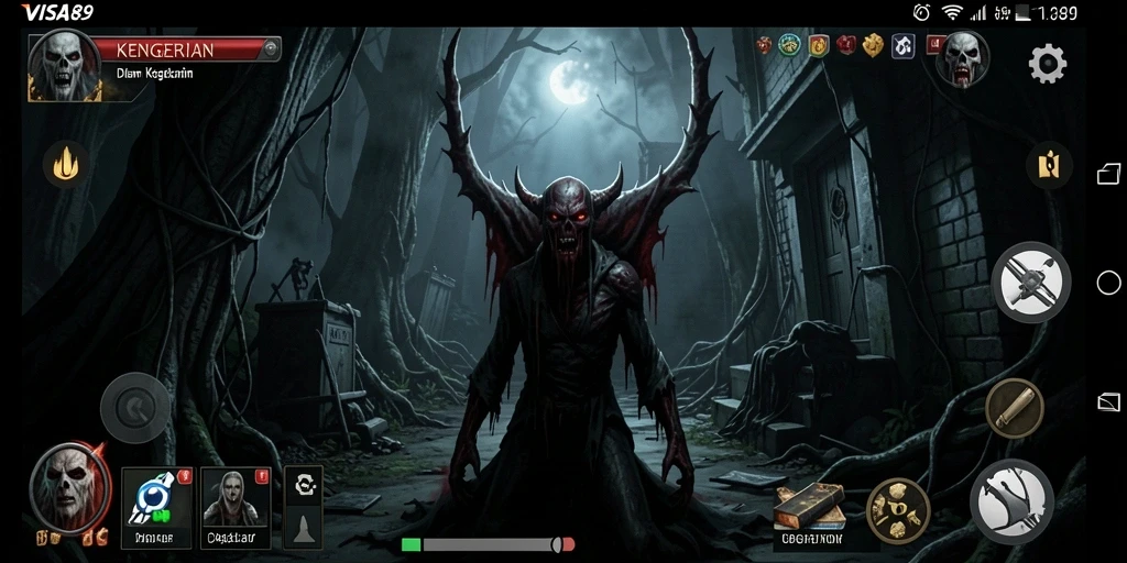Tangkapan layar menampilkan momen mencekam dalam game Horror.