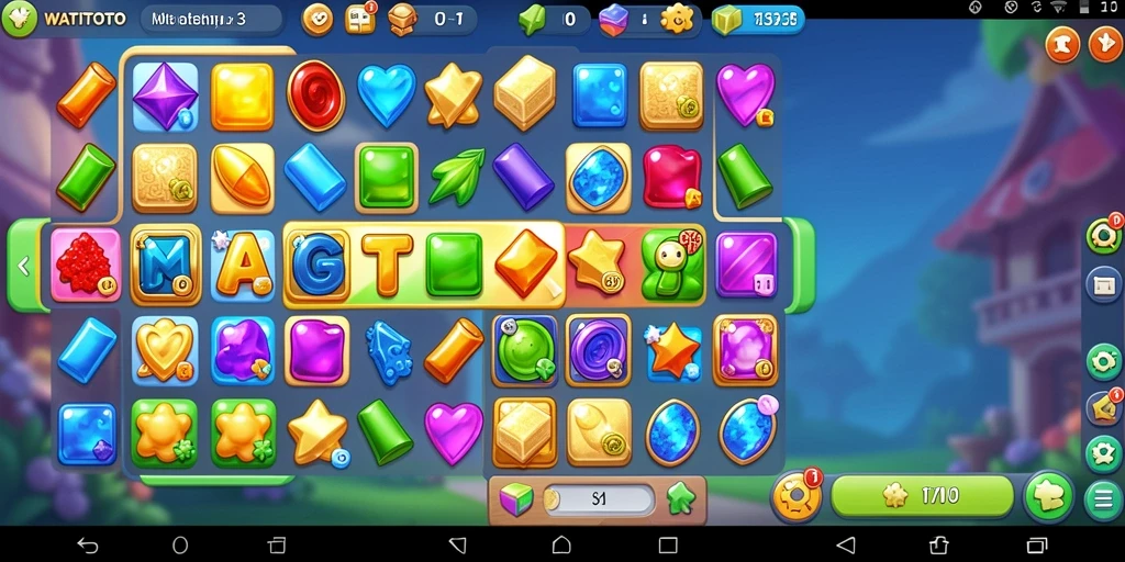 Screenshot WATITOTO menampilkan gameplay seru Match-3.