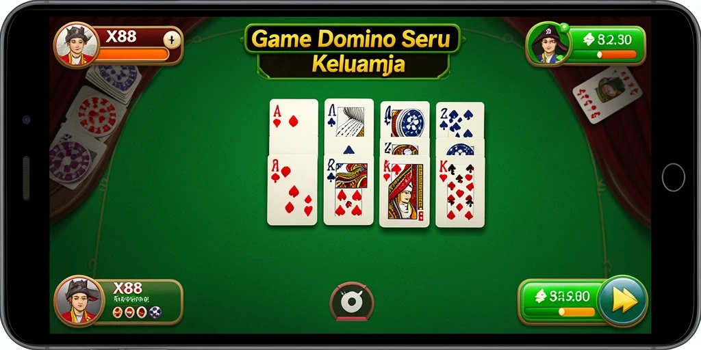 Gameplay X88 yang menegangkan dalam permainan domino.