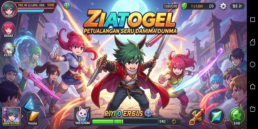 Tampilan gameplay ZIATOGEL yang penuh aksi dan karakter Anime.